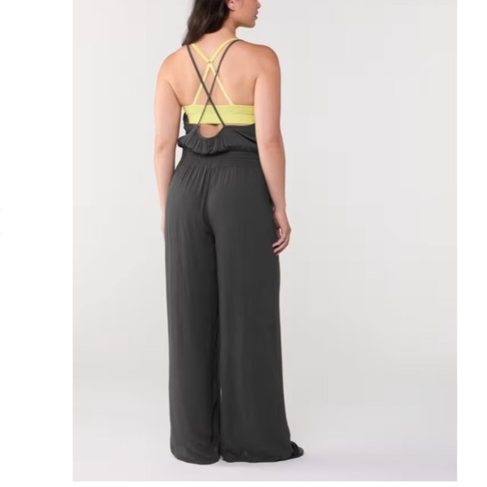 NWT Prana Fernie Wide Leg Black Beachy Crepey Cover Up Jumpsuit Womens Size S - Picture 13 of 13